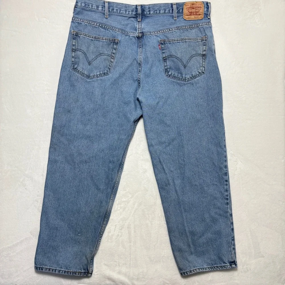 Levis 550 Relaxed Fit Tapered‎ Leg Jeans Mens 44x29 Light Wash Blue Denim